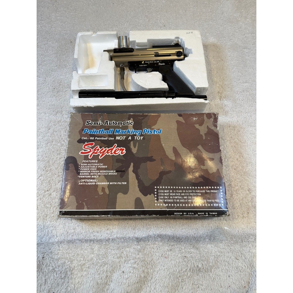 Vintage Kingman Spyder Semi-Auto .68 Cal Paintball Marker Pistol Original Box